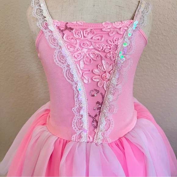 Revolution Dancewear Pink Sparkle Tutu Dress Dance Costume (Style 484 Size XSC) - Picture 3 of 8